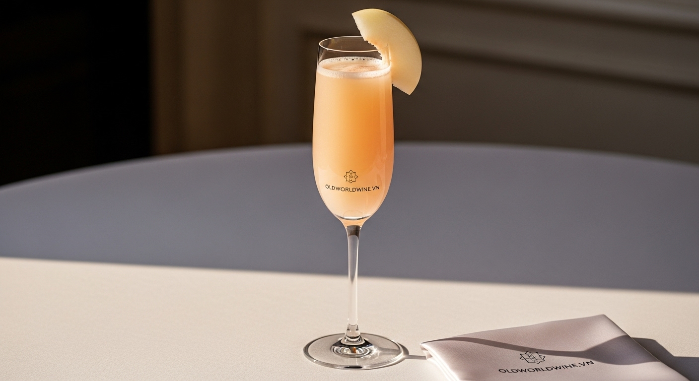 Ly cocktail Bellini từ Prosecco và đào trắng – thức uống lãng mạn và sang trọng phong cách Ý