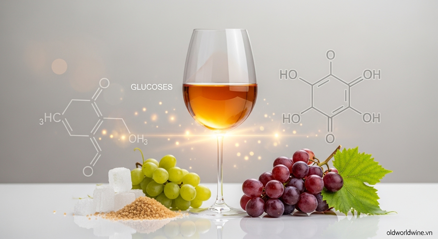 Hình minh họa độ ngọt của rượu vang với lượng đường còn lại tự nhiên