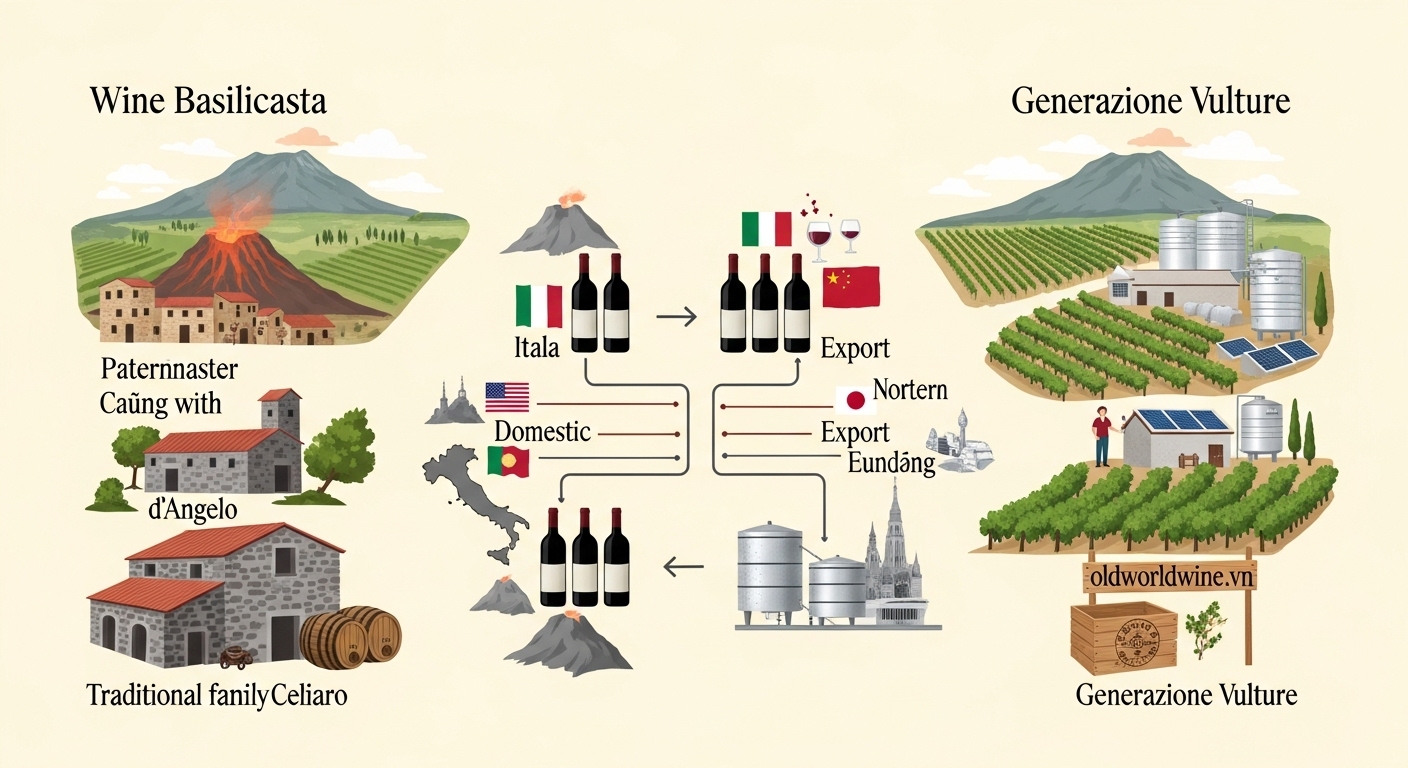 Hệ sinh thái ngành rượu vang Basilicata với các nhà sản xuất và thị trường xuất khẩu