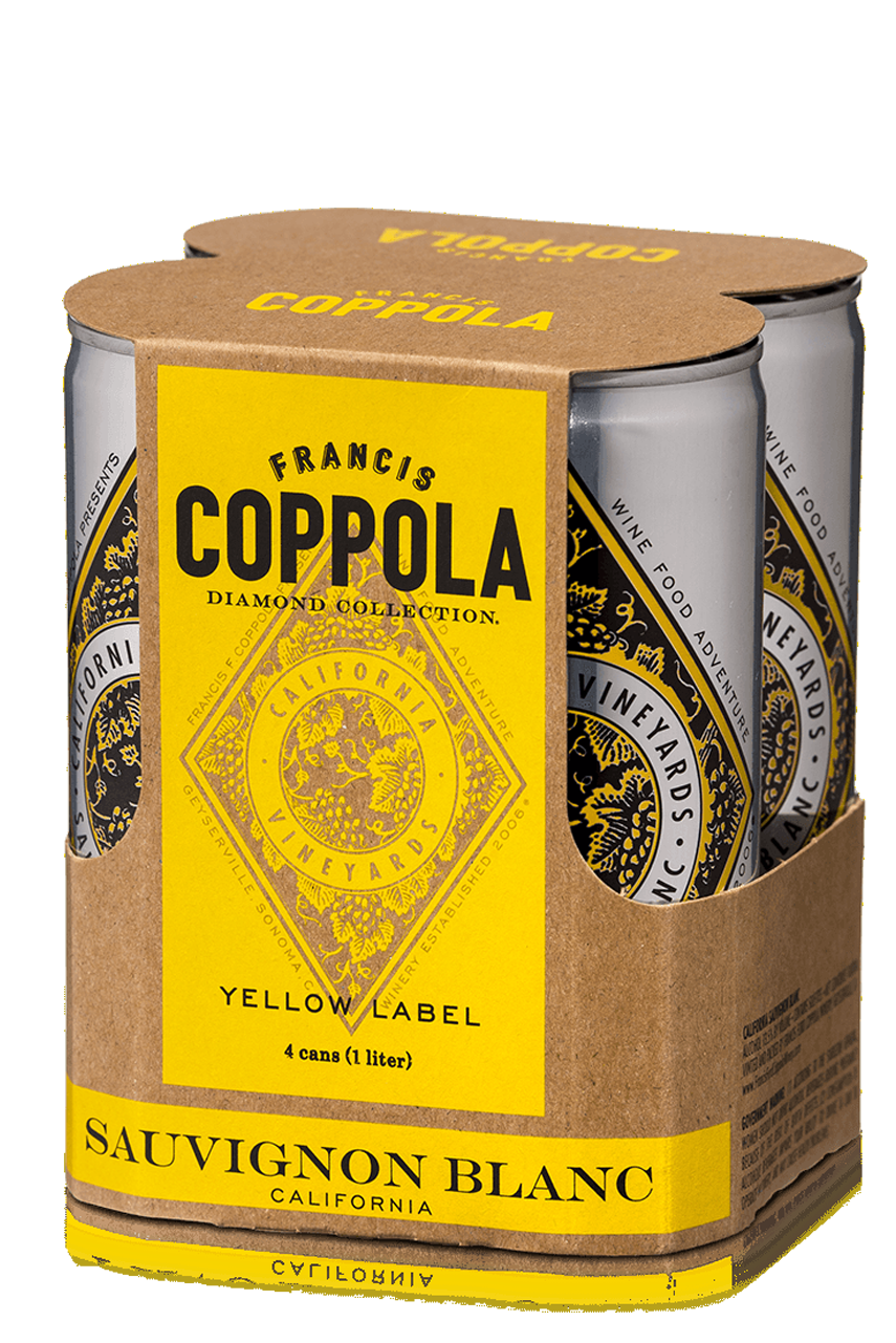 Rượu vang lon Francis Coppola Sauvignon Blanc Yellow Label Diamond Collection Can 4 pack 250 ml Rượu vang lon Francis Coppola Sauvignon Blanc Yellow Label Diamond Collection Can 4 pack 250 ml